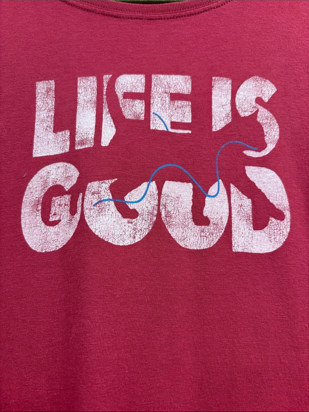 Life Is Good Deep Raspberry Long-Sleeve Tee with Cat Shadow
